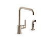KOHLER K-7508 Purist Single-handle kitchen sink faucet with side sprayer