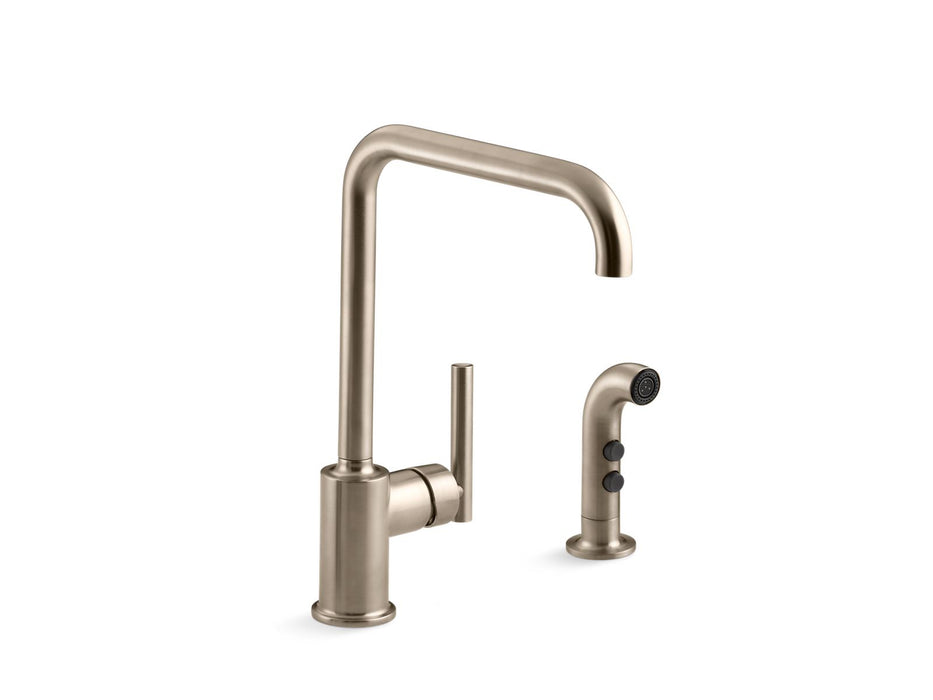 KOHLER K-7508 Purist Single-handle kitchen sink faucet with side sprayer