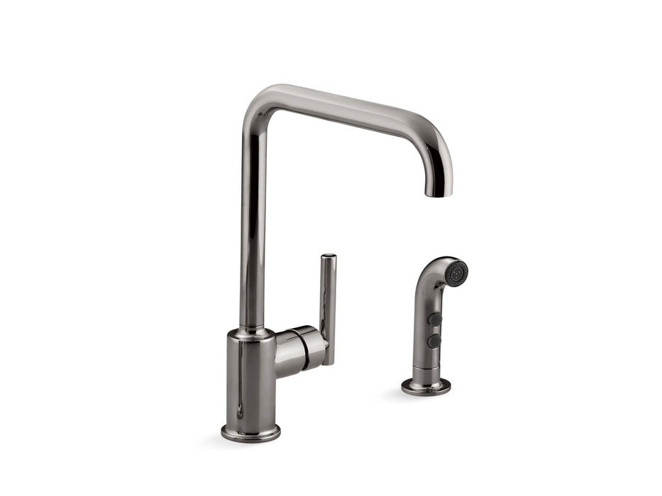 KOHLER K-7508 Purist Single-handle kitchen sink faucet with side sprayer