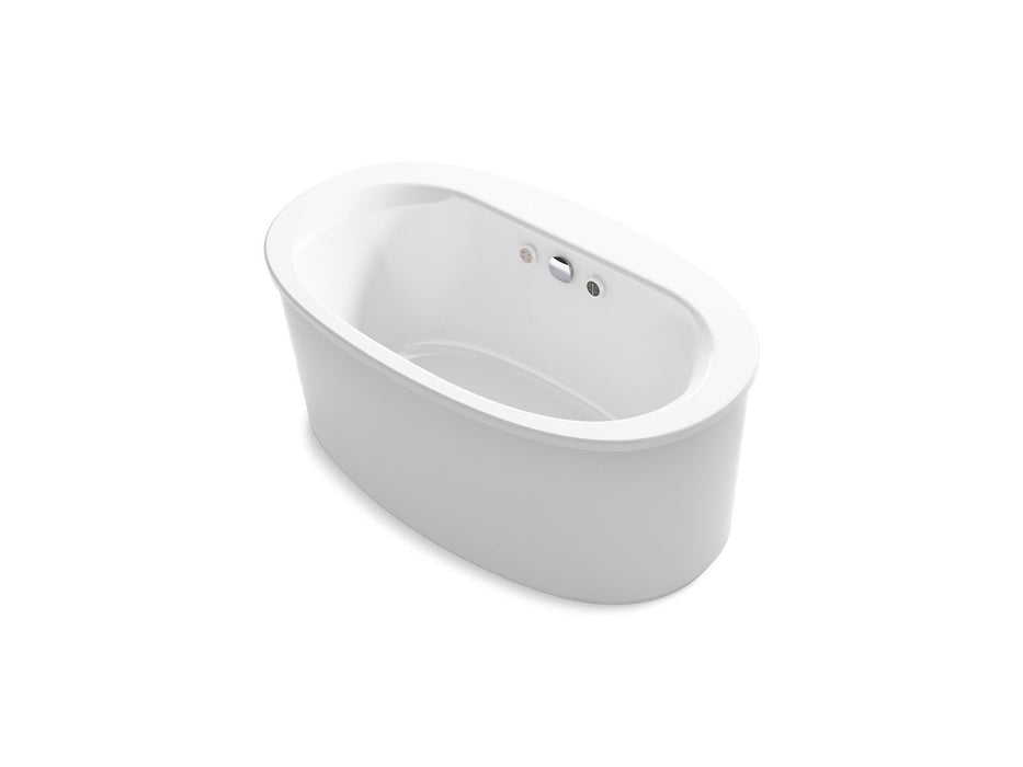 KOHLER K-24008-GHW Sunstruck 60-1/2" x 34-1/2" freestanding Heated BubbleMassage air bath with Bask heated surface and straight shroud