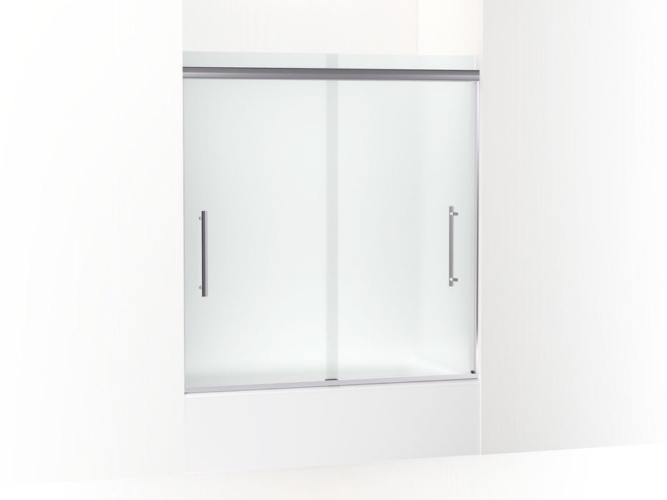 KOHLER K-707602-8D3 Pleat Frameless sliding bath door, 63-9/16" H x 54-5/8 - 59-5/8" W, with 5/16" thick Frosted glass